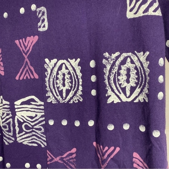 Vintage Copa Cabana Women's Maxi Dress Purple Geometric Print Cotton Sz Med/Lg - Picture 3 of 5